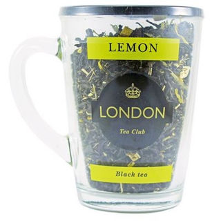 Чай Лондон  Лимон чай черный в стеклянной кружке, 70 г